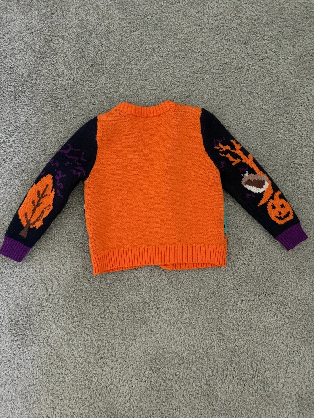 Kids Halloween Haunted House Cardigan Sweater - Orange & Black